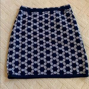 Navy and white Ann Taylor skirt